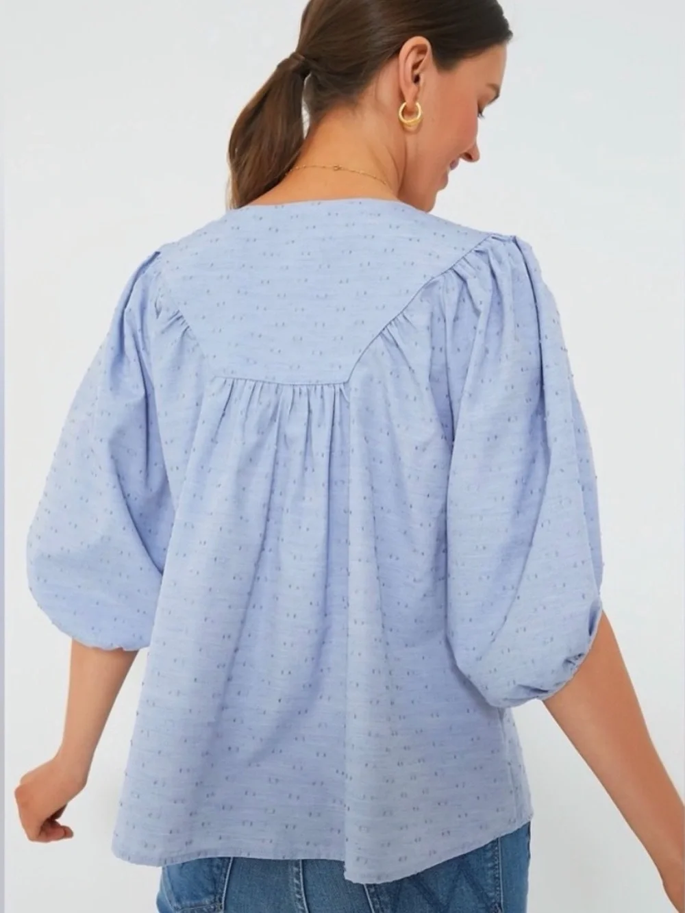 Tuckernuck Pomander Place Chambray Inara Blouse Size Small